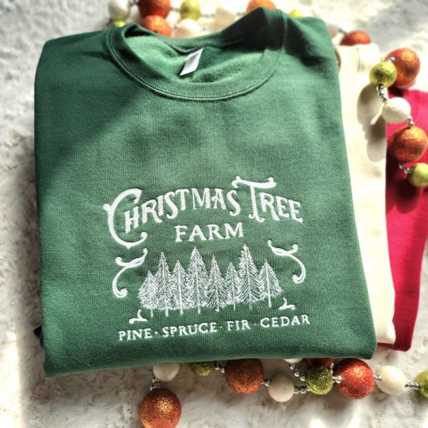 Christmas Sweatshirt, Christmas Tree Embroidered Sweatshirt, Gift For Christmas