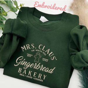 Embroidered Sweatshirt Crewneck Jumper, Mrs Claus…