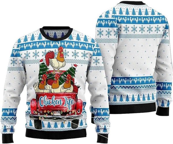 Chicken Ugly Christmas Sweater Pullover Holiday Vacation Sweater For Men Women