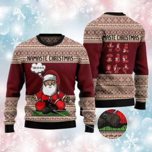 Yoga Santa Clause Ugly Christmas Sweater,…