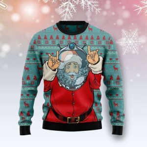 Santa Claus Astronaut Ugly Christmas Sweater,…