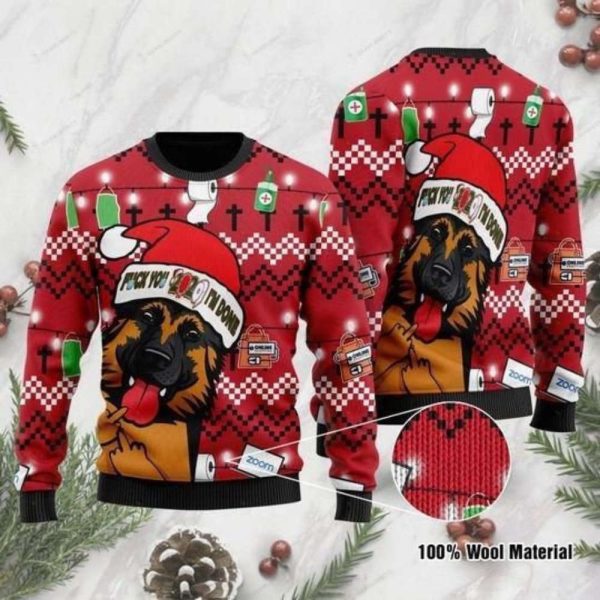 Black And Tan German Shepherd Dog I’m Done Ugly Christmas Sweater For Christmas