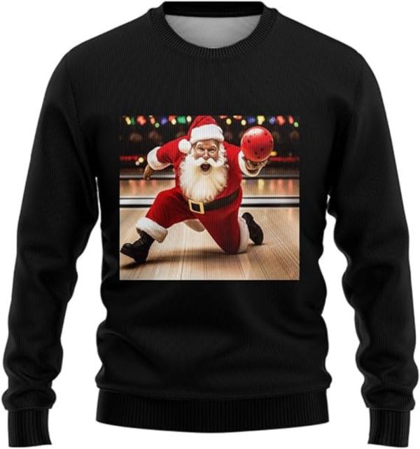 Sports Ugly Christmas Sweatshirt For Women, 3D Santa Sweater Mens Funny Xmas Shirts