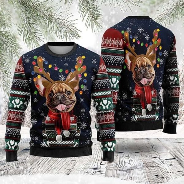 Funny Dog Christmas Sweaters, Bulldog Ugly Christmas Sweater For Family