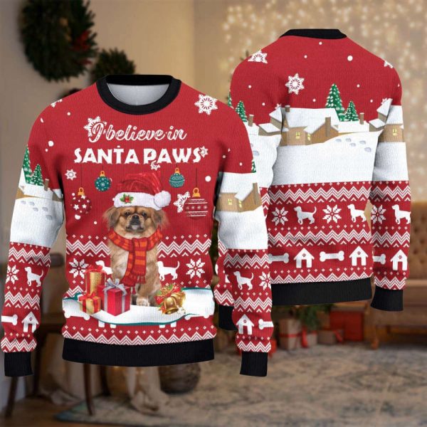 I Believe in Santa Paws Ugly Christmas Sweater, Christmas Dog Sweatshirt