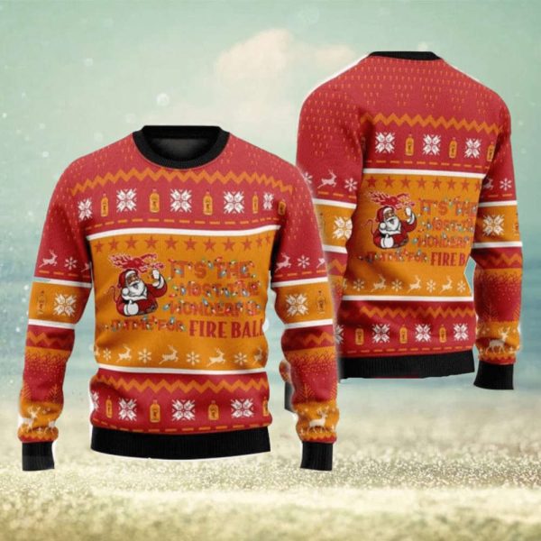 It’s Time For Fireball Whiskey 3D Ugly Christmas Sweater, Gift For Christmas