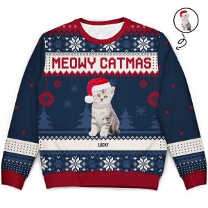 Personalized Mewy Catmas Ugly Sweatshirt, Custom…