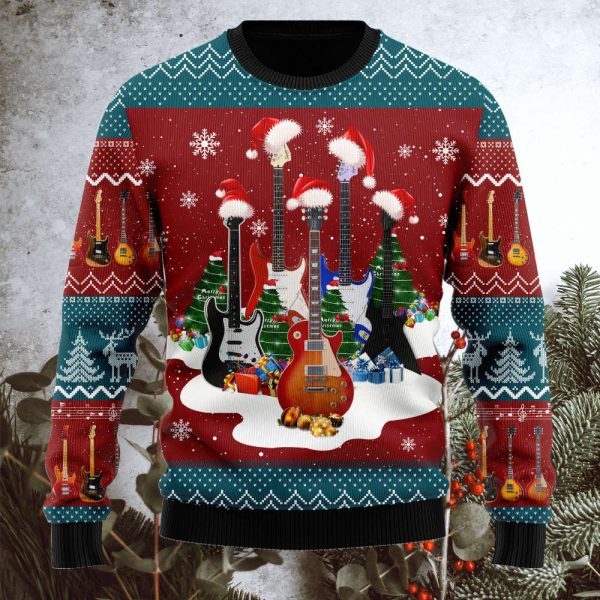 Guitars Christmas Guitarist Music Lovers Gift X-mas Ugly Sweatshirt