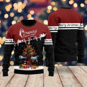 Horse Christmas Tree Ugly Christmas Sweater,…