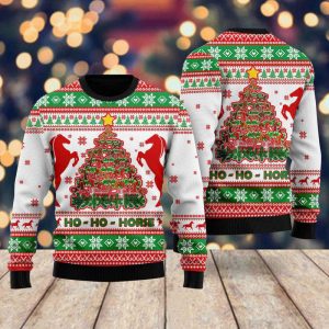 Horse Christmas Tree Ugly Christmas Sweater,…