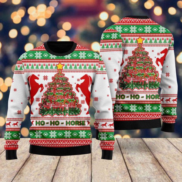 Horse Christmas Tree Ugly Christmas Sweater, Best Gift For Christmas 2023