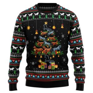 Horse Christmas Tree Ugly Christmas Sweater,…