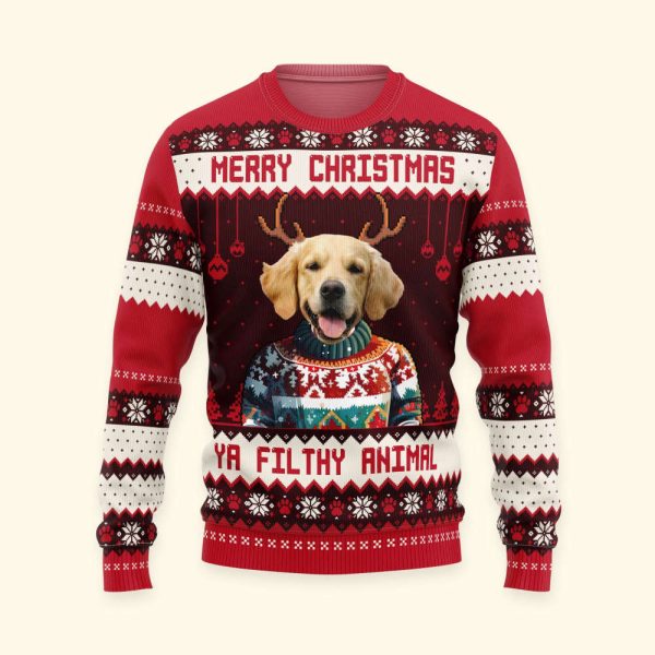 Pet Ugly Sweatshirt, Merry Christmas Ya Filthy Animal, Gift For Dog Lovers