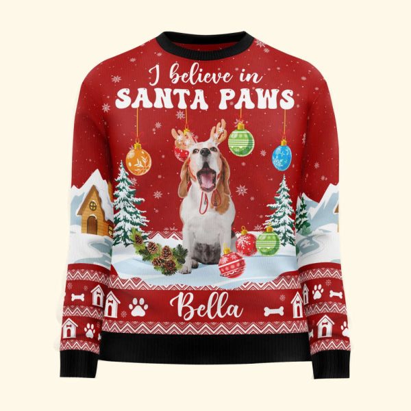 Dog Ugly Sweatshirt, I Believe In Santa Paws,  Christmas Gift For Dog Lovers