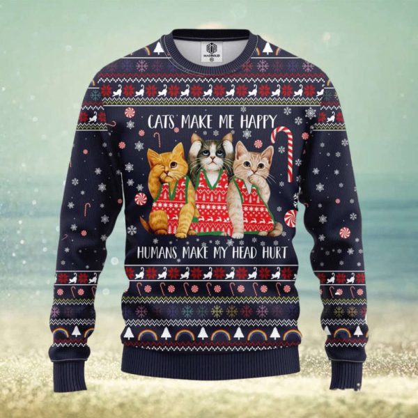 Cat Make Me Happy Ugly Sweater Amazing Gift Men And Women Christmas Gift