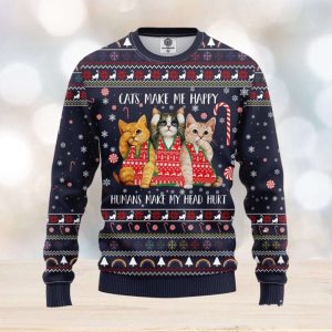 Cat Make Me Happy Ugly Sweater…