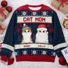 Custom Cat Mom Cat Dad Ugly Sweater, Personalized Cat Christmas Sweater, Gift For Cat Lovers