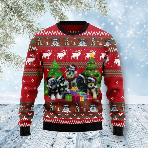 Miniature Schnauzer Family Snow Ugly Christmas Sweater For Men And Women