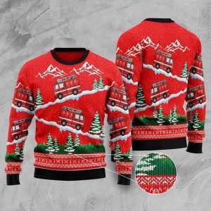 Firefighter Car Christmas Ugly Christmas Sweater,…