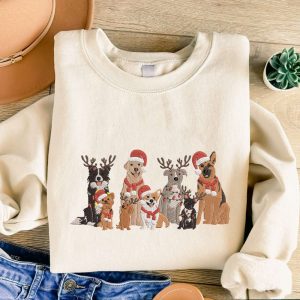 Embroidered Christmas Dog Sweatshirt, Family Dog…