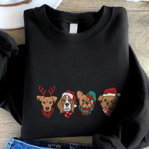 Christmas Dog Face Embroidered Sweatshirt, Best…
