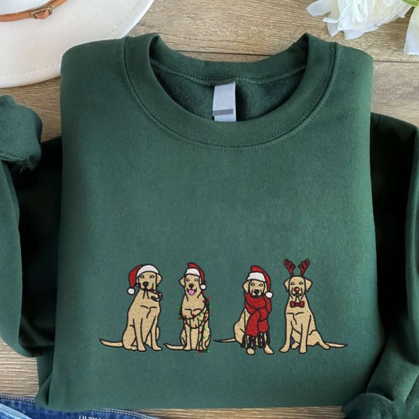 Christmas Golden Retriever Embroidered Sweatshirt, Gift For Christmas