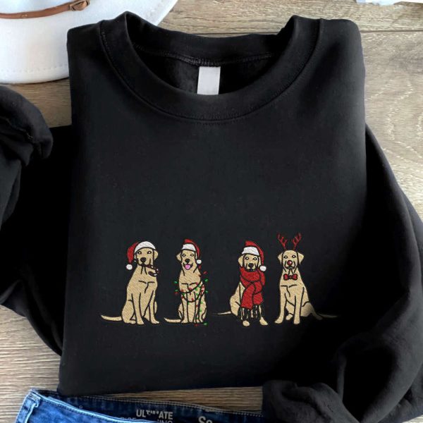 Christmas Golden Retriever Embroidered Sweatshirt, Gift For Christmas