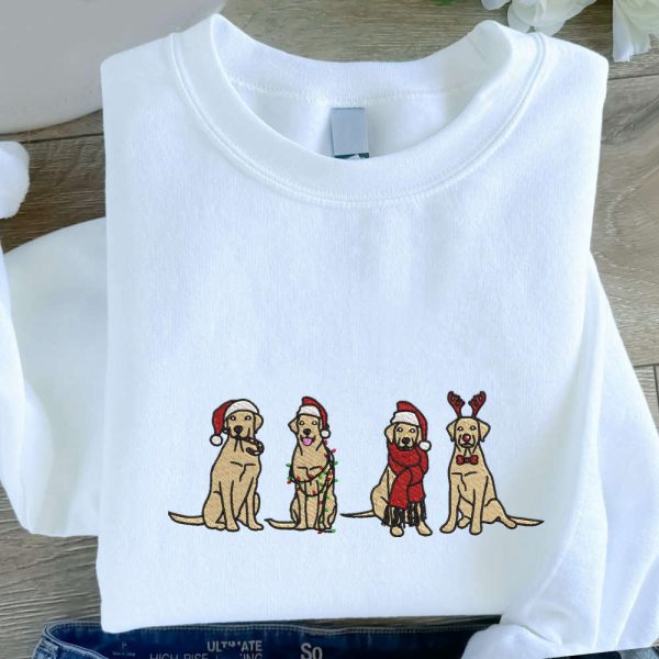 Christmas Golden Retriever Embroidered Sweatshirt, Gift For Christmas