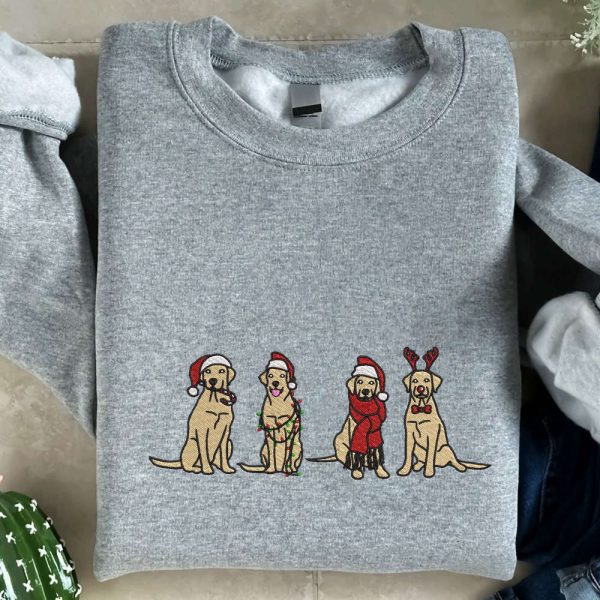 Christmas Golden Retriever Embroidered Sweatshirt, Gift For Christmas