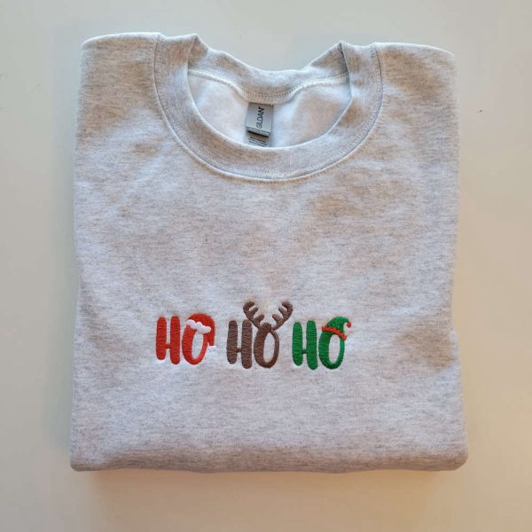 Embroidered HoHoHo Christmas Sweatshirt, Best Gift For Christmas 2023