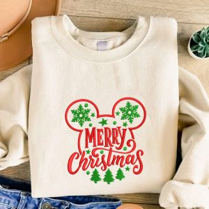 Merry Christmas Embroidered Sweatshirt, Christmas Embroidery…