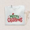 Embroidered Merry Christmas Sweatshirt, Happy Christmas Sweatshirt For Family