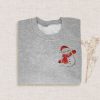 Embroidered Christmas Snowman Sweatshirt, Embroidery Family Xmas Crewneck For Family