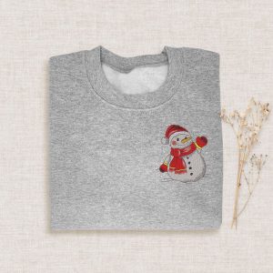 Embroidered Christmas Snowman Sweatshirt, Embroidery Family…