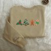 Embroidered Christmas Sweatshirt, Christmas Gingerbread Embroidered Crewneck For Family