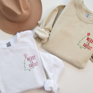 Embroidered Merry & Bright Crewneck, Embroidered…