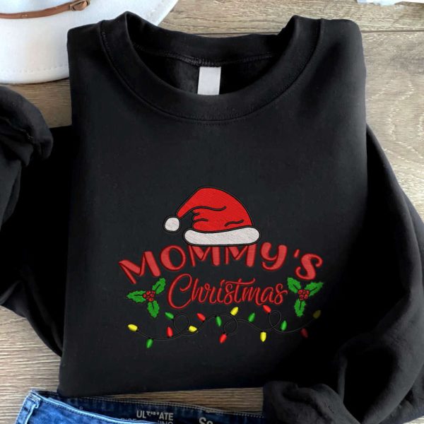 Mommy’s Christmas Embroidered Sweatshirt, Christmas Embroidered Crewneck, Christmas Gift