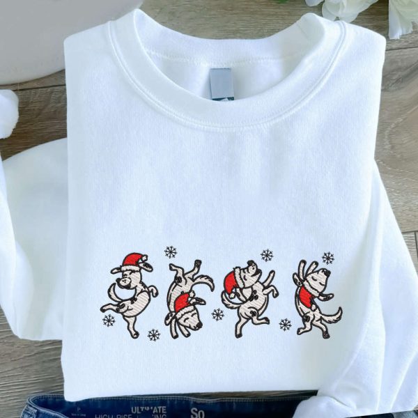 Christmas Dogs Embroidered Sweatshirt, Best Gift For Dog Lover