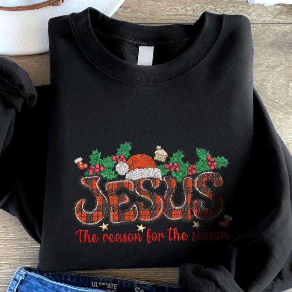 Christian Christmas Embroidered Sweatshirt, Nativity Sweatshirt For Family