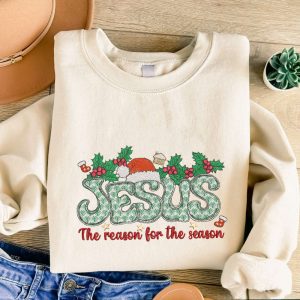 Christian Christmas Embroidered Sweatshirt, Religious Christmas…