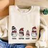 Snowman Christmas Embroidered Sweatshirt, Personalized Embroidered Sweatshirt For Family