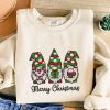 Christmas Gnomes Embroidered Sweatshirt, Embroidered Sweatshirt Gift For Family