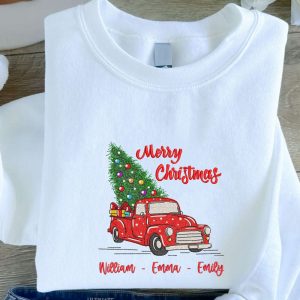 Custom Embroidered Christmas Truck Sweatshirt, Embroidered…