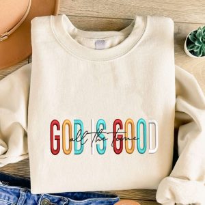 God is Good Embroidered Sweatshirt, Christmas…