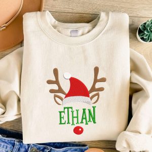 Custom Name Christmas Embroidered Sweatshirt, Christmas…