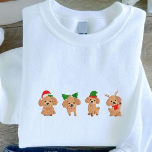 Christmas Dogs Embroidered Sweatshirt, Dogs Embroidered…