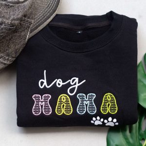 Dog Mama Embroidered Sweatshirt, Dog Mom…