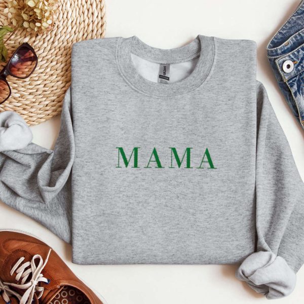 Mama Embroidered Sweatshirt Gift, Customized Embroidered Sweatshirt For Family