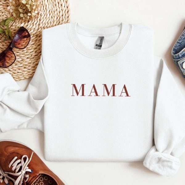 Mama Embroidered Sweatshirt Gift, Customized Embroidered Sweatshirt For Family