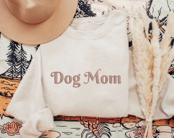 Embroidered Dog Mom Sweatshirt, Gift For Dog Mom, Dog Lover Gift